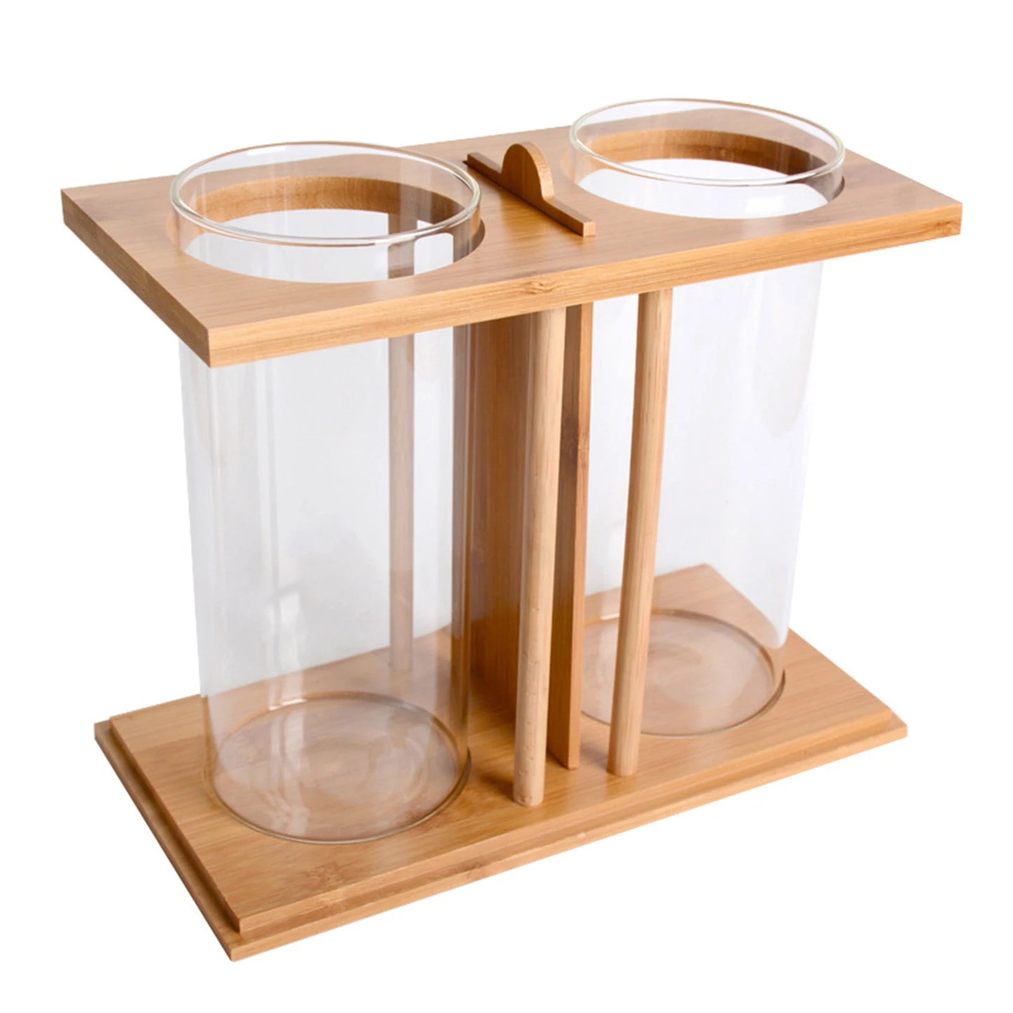 Creative Mini Fish Tank With Bamboo Wood And Dual Glass