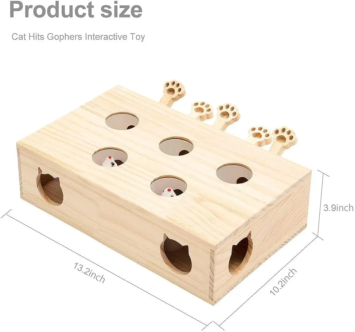 Mewoofun Interactive Cat Toy Whack A Mole Wood Game