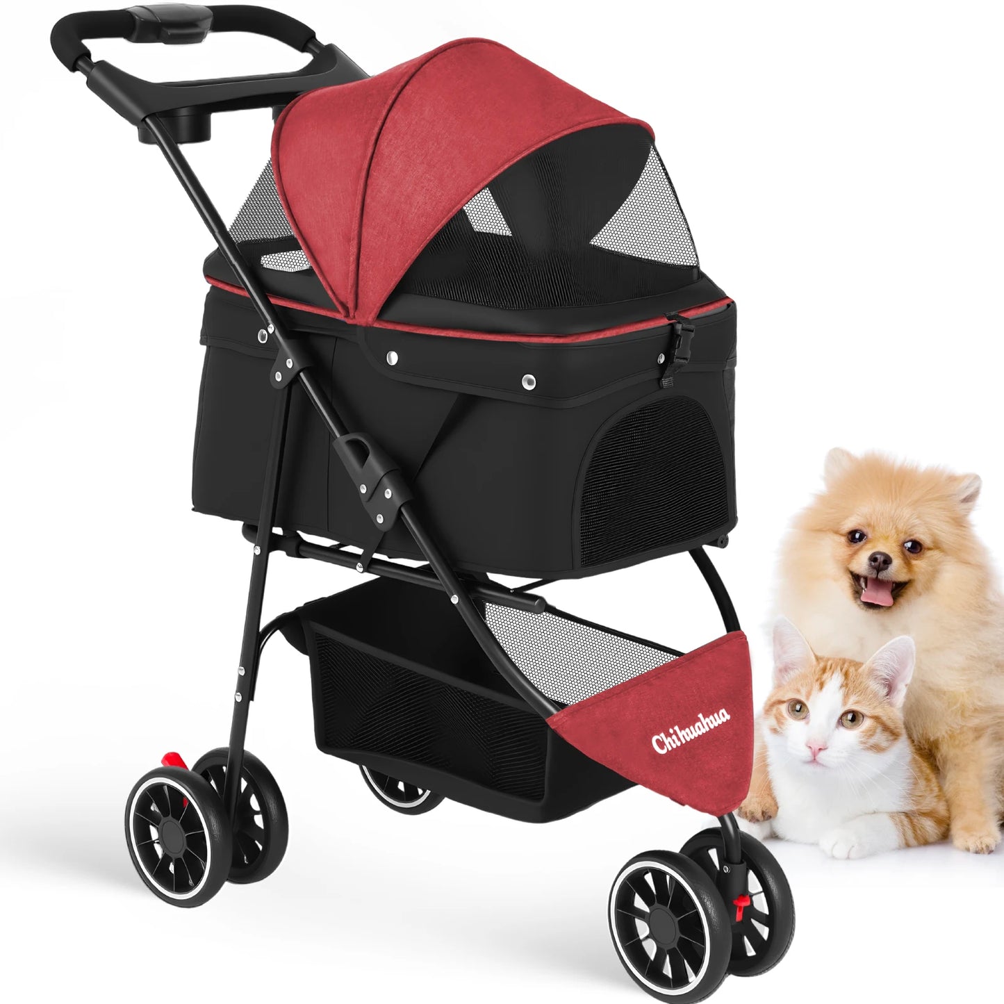 Chihuahua Pet Stroller For Dogs And Cats Foldable Carrier