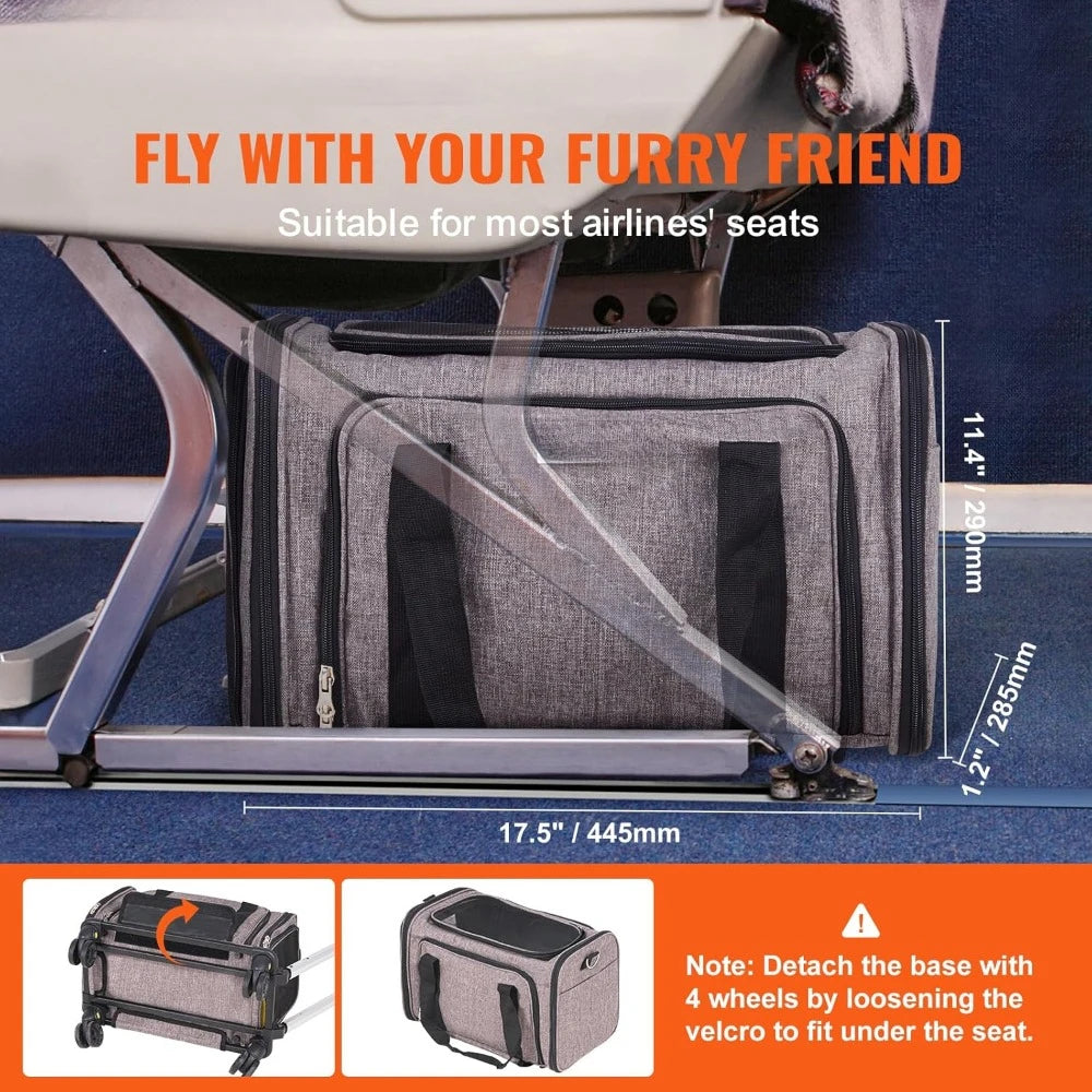 Airline Approved Expandable Pet Carrier with Wheels