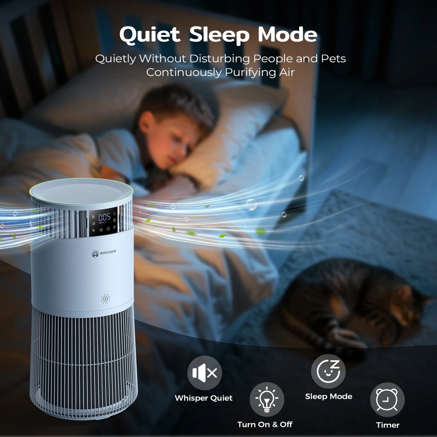 Amicura P2 Pet Air Purifier 843m3h 450 CADR Odour Neutralisation