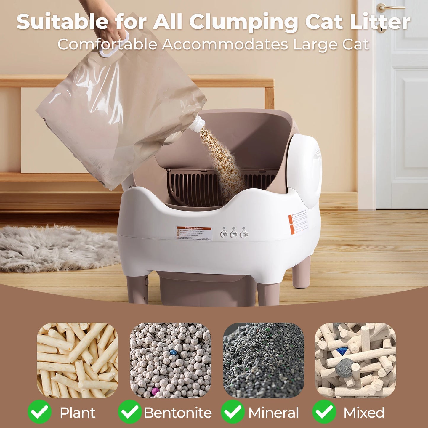 Lunapurr Self Cleaning Litter Box With App Control For Multi-Cat