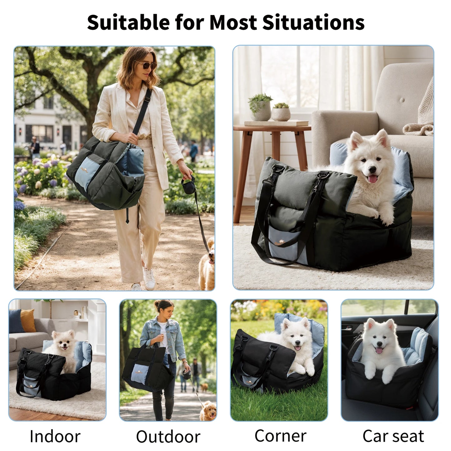 Dog Car Seat Travel Bed Carrier With Clip On Leash