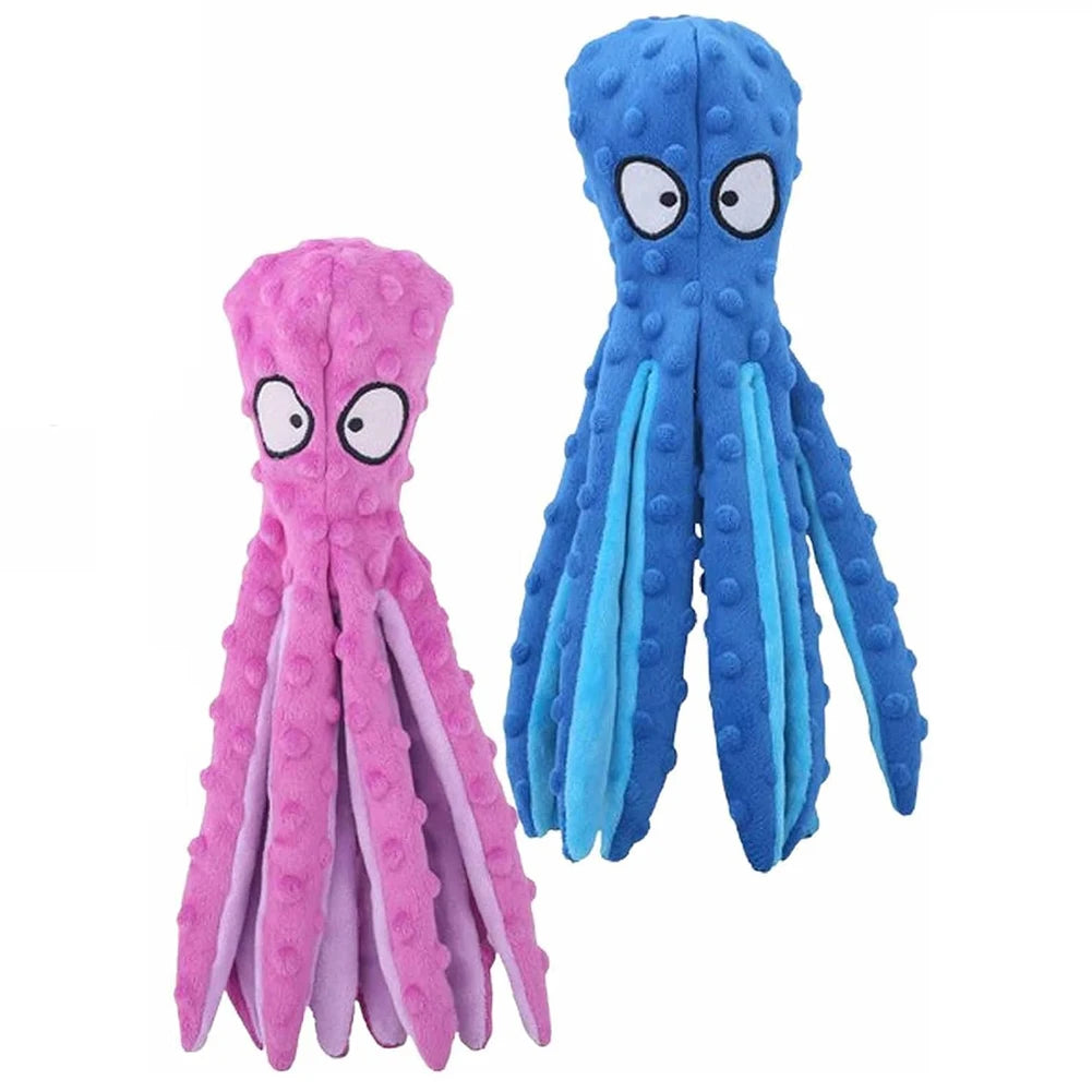 APWIKOGER 2Pcs No Stuffing Squeaky Plush Puzzle Octopus Dog Toys
