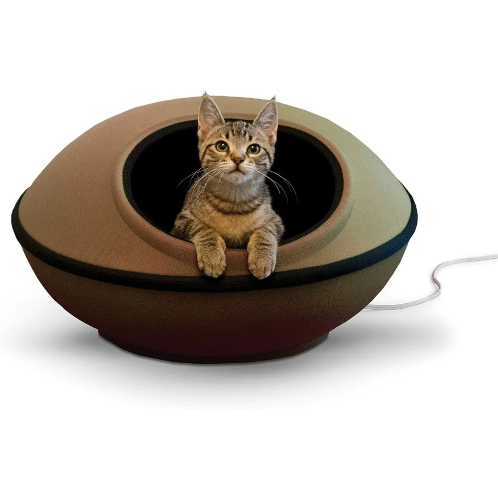 K&H Pet Products Heated Cat Bed for Large Cats, Thermo-Kitty Mod Dream Pod Heated Cat Cave Tent House Bed for Indoor, Warming, W