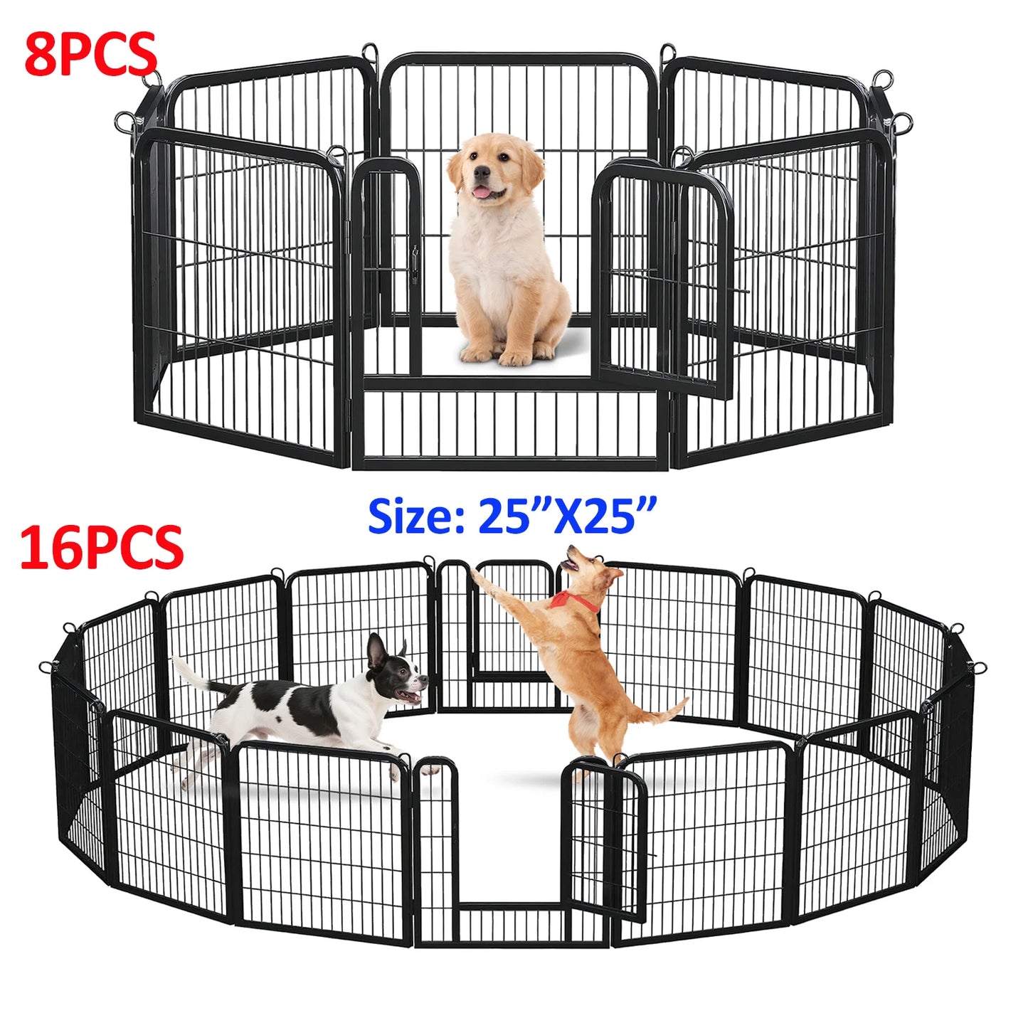 Foldable Dog Playpen With Door Outdoor Indoor Heavy Duty Fence