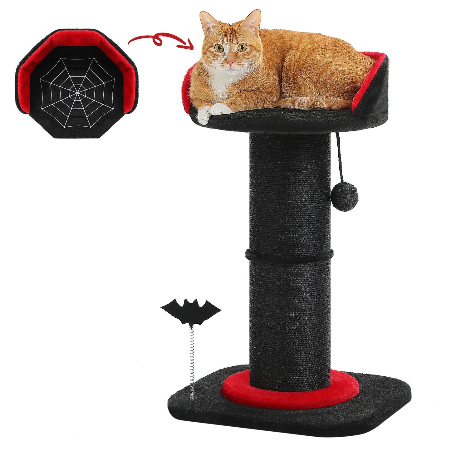 PEQULTICN Stable Gothic Cat Scratching Post With Spiderweb