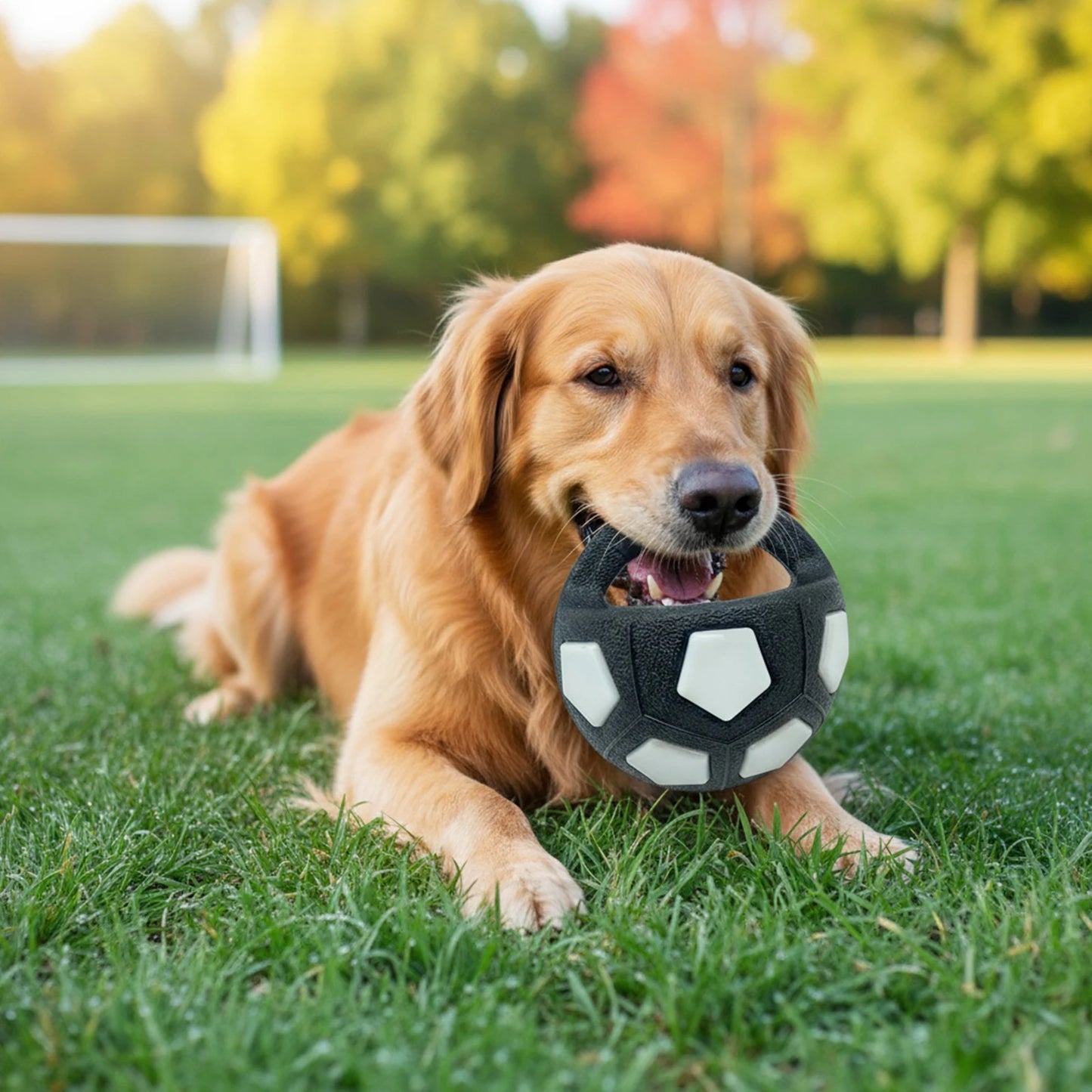 Dog Calming Ball With Handle Interactive Squeaky Football Toy