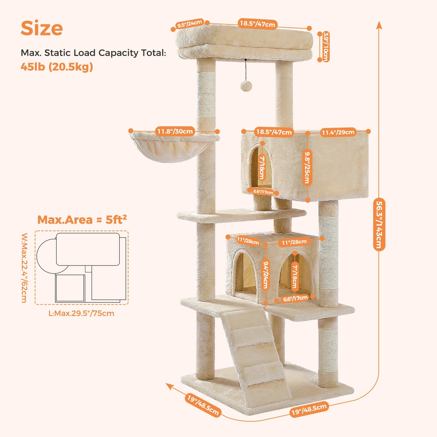PAWZ Road Cat Tree With Four Levels Sisal Scratching Posts