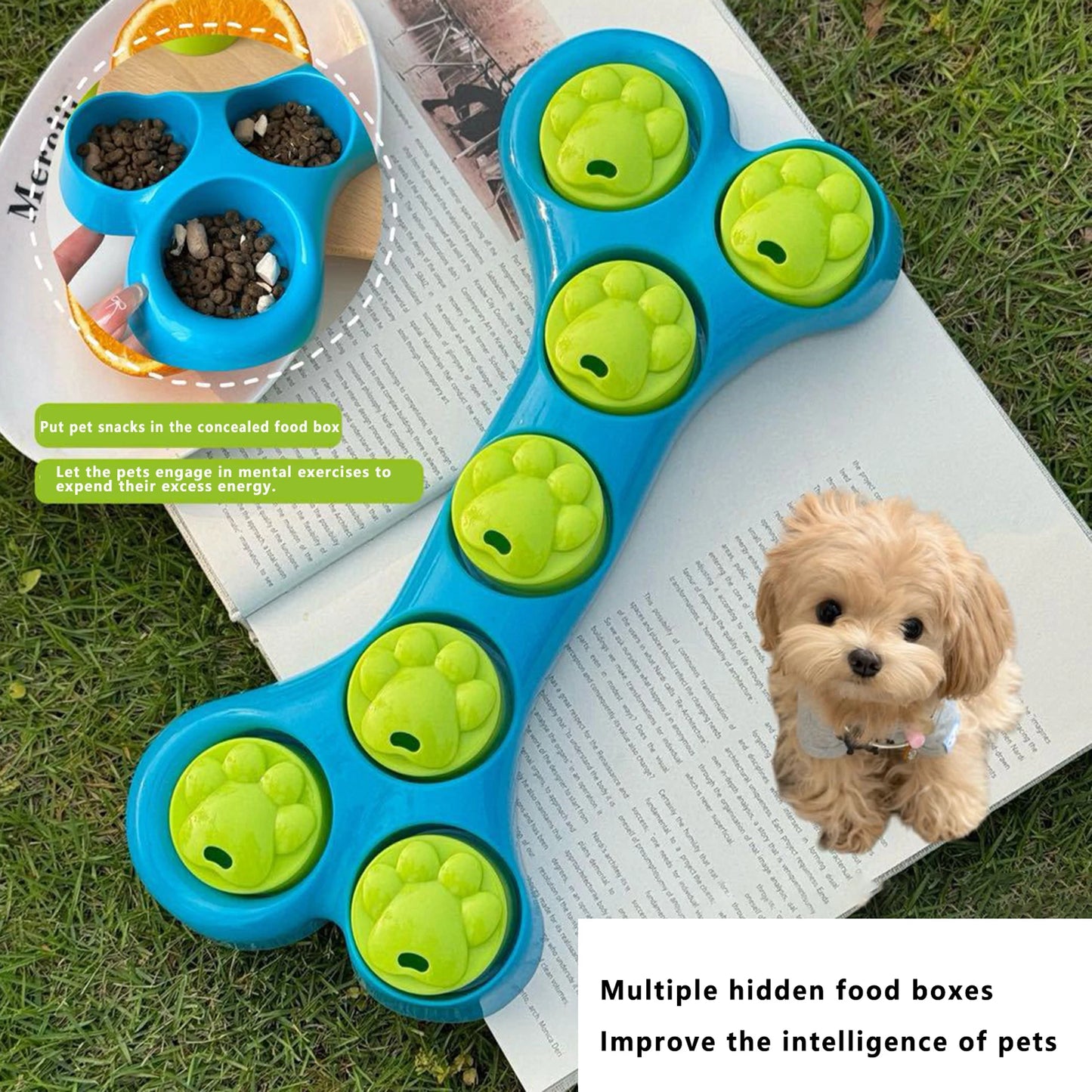 Hign-concerned Dog Slow Feeder Bone Shaped Treat Dispenser Toy