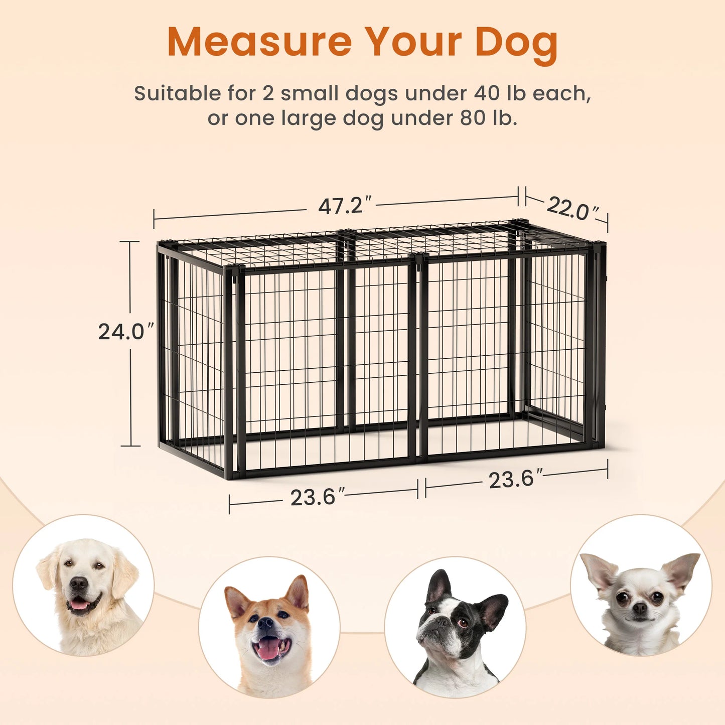 Sturdy Iron Dog Crate Kennel Indoor Top Pet Cage Home