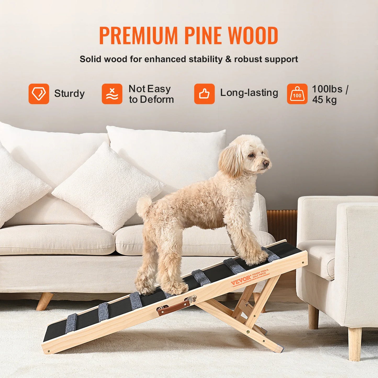 VEVOR Adjustable Folding Dog Ramp for Easy Pet Access