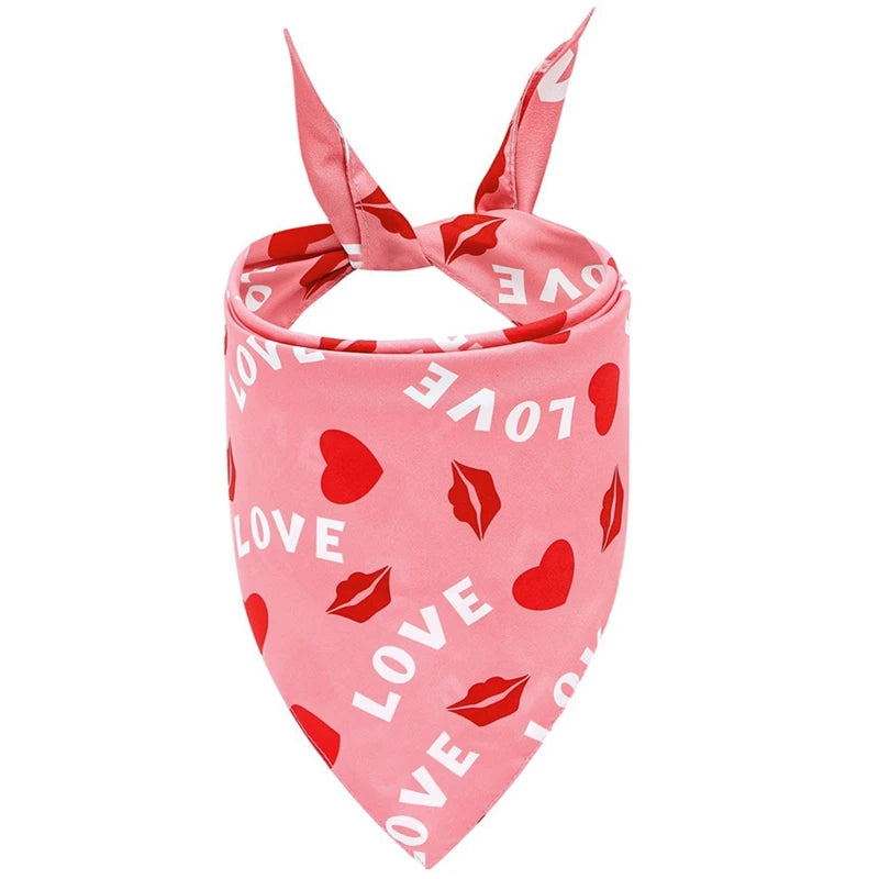 NONECN Valentine Heart Pattern Dog Bandana Washable Nylon Kerchief