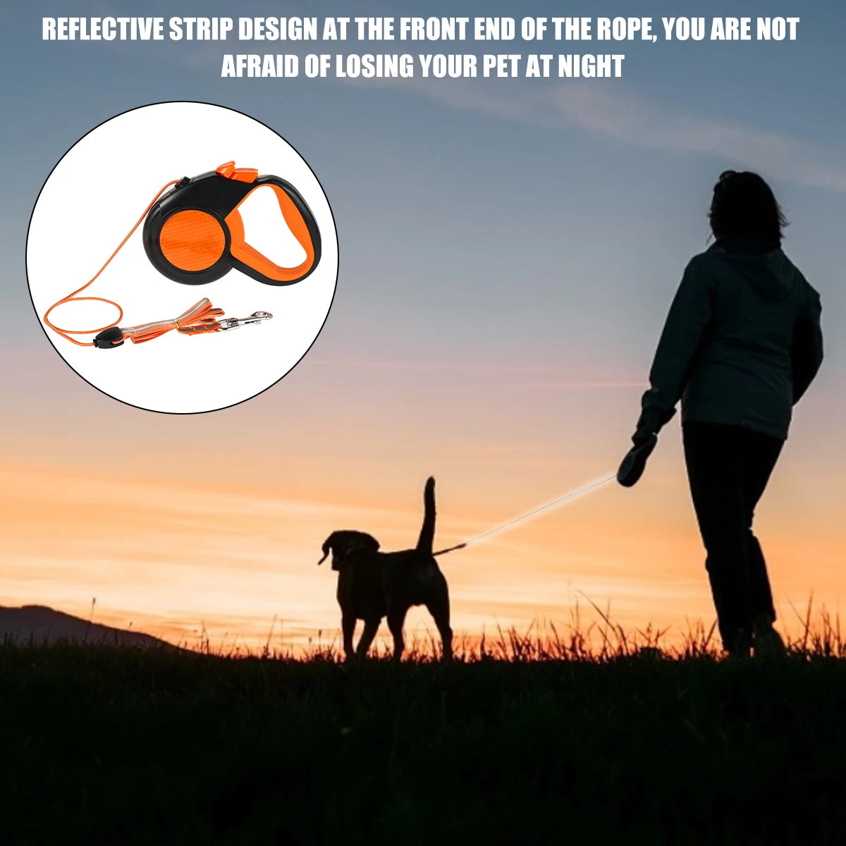 Willstar Retractable Dog Leash With Reflective Tape