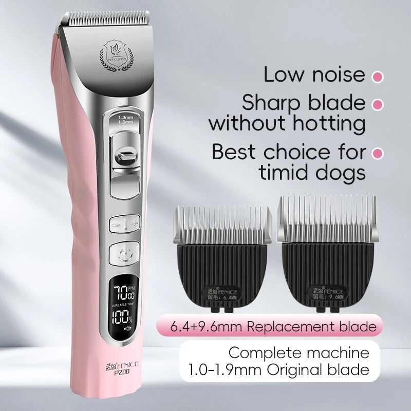 Fenice 5000mA Cordless Dog Grooming Clippers LCD Screen