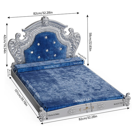 Bingopaw Luxury Pet Bed With Headboard Dutch Velvet