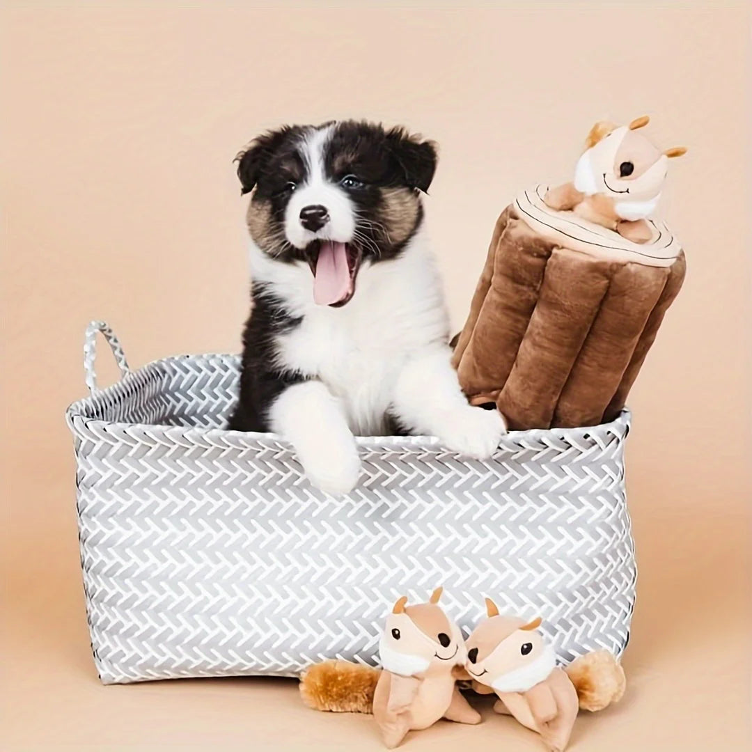 Interactive Plush Squirrel Dog Toy Hide and Seek Puzzle