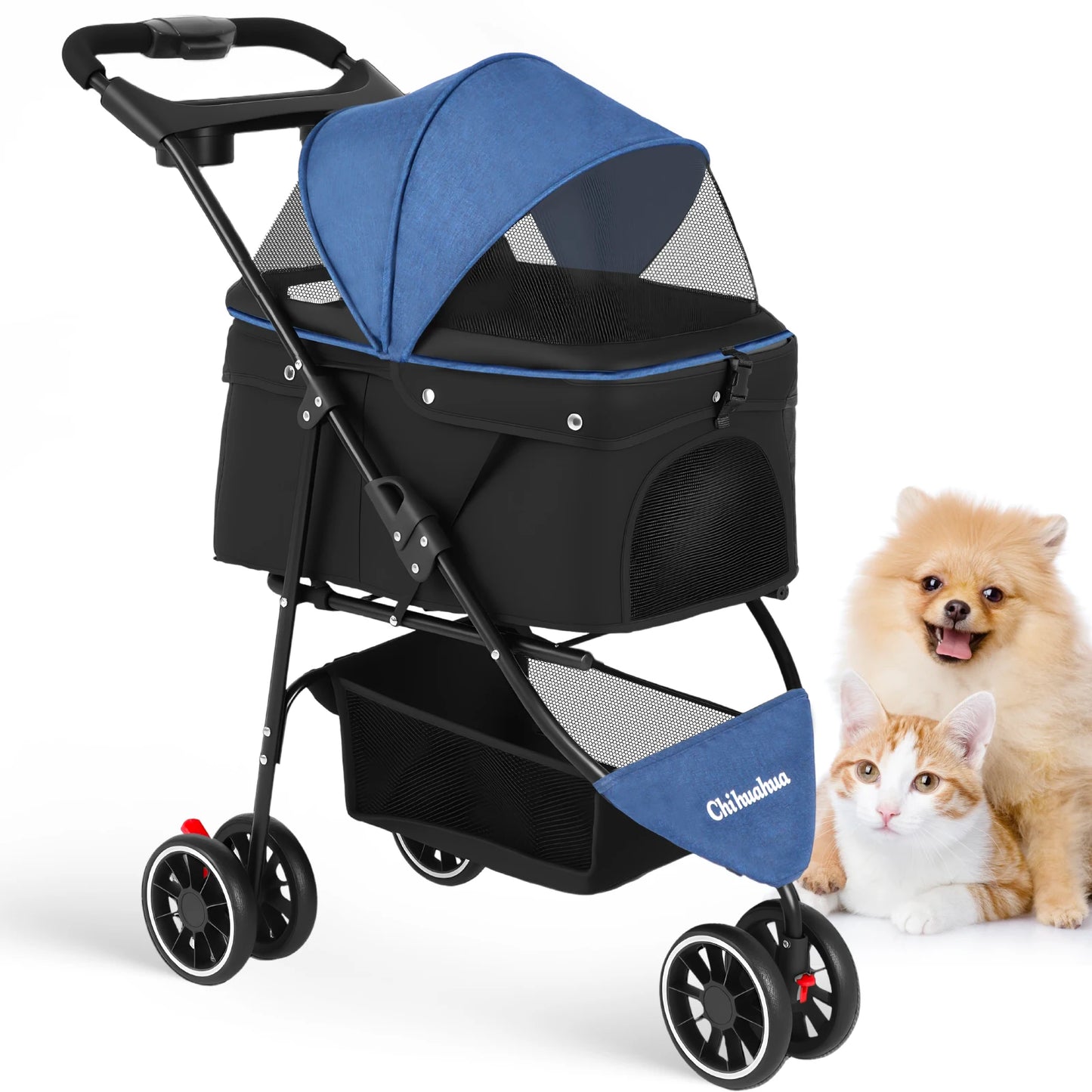 Chihuahua Pet Stroller For Dogs And Cats Foldable Carrier