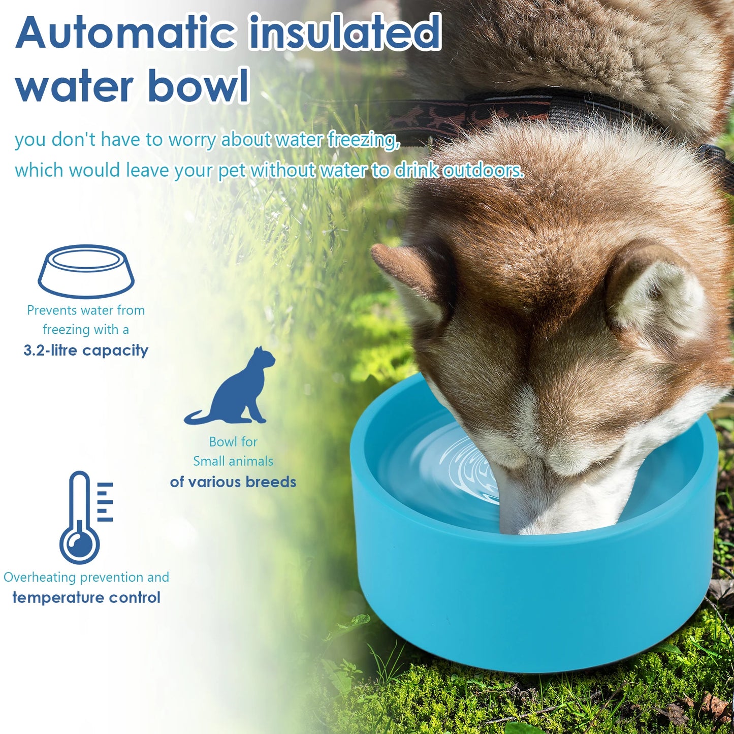 APWIKOGER Outdoor Thermal Pet Bowl Heated Water Dish