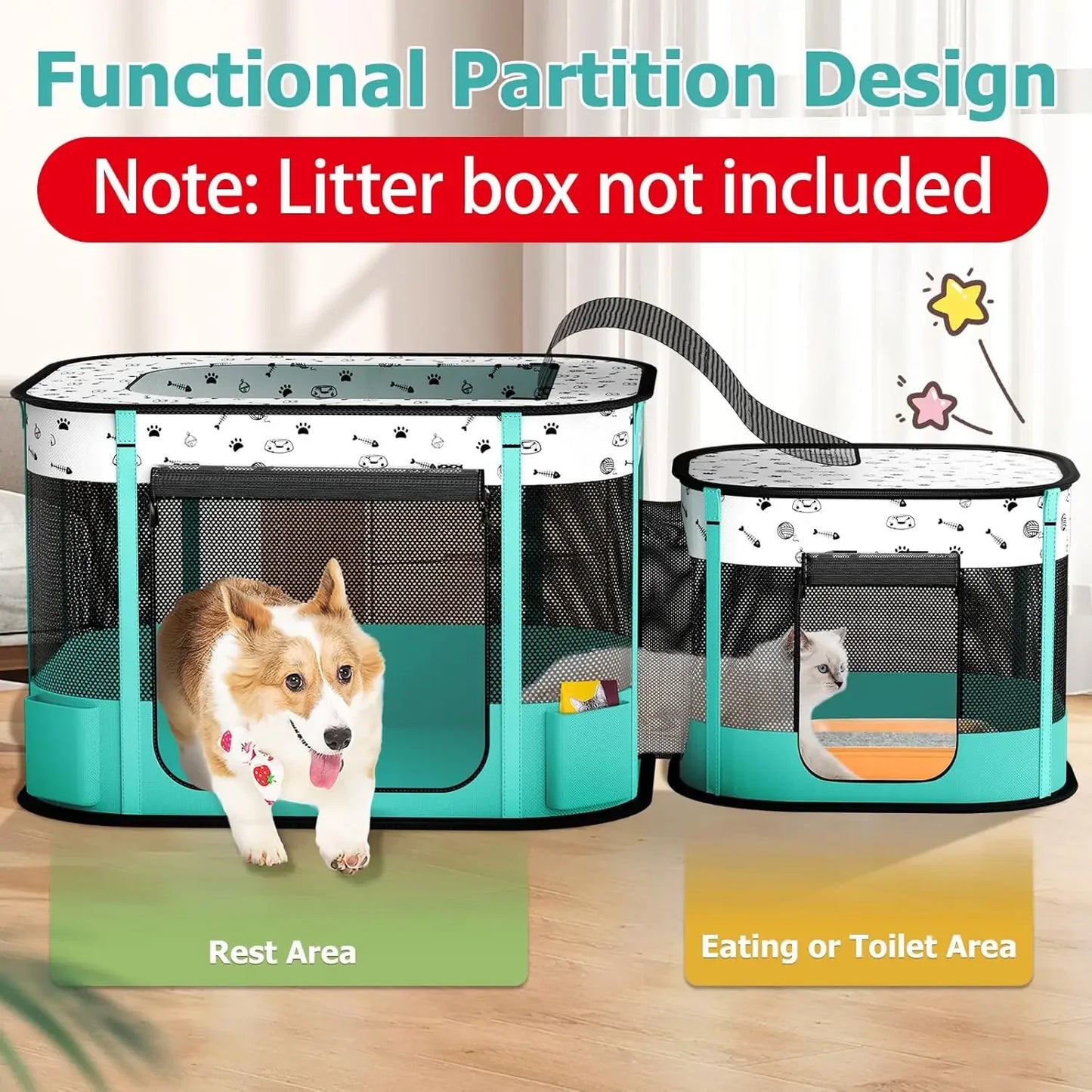 Cat Playpen Foldable Portable Pet Enclosure Indoor Outdoor