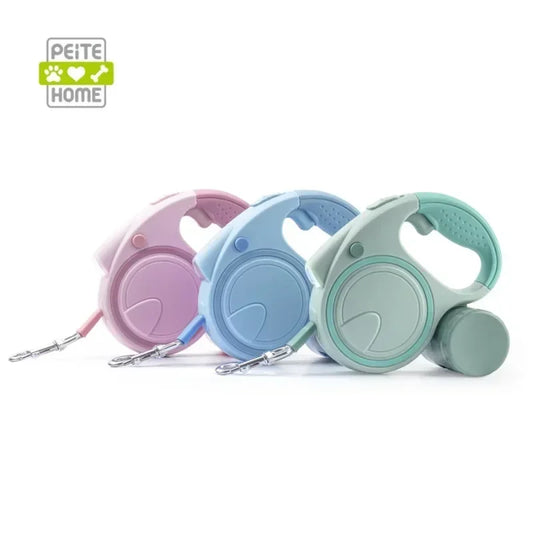 Retractable Reflective Dog Leash With Led Dispenser 16 Ft