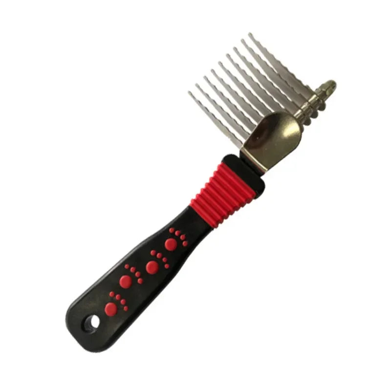 Pet Dematting Fur Rake Comb Brush Tool - Dog and Cat Comb for Detangling Matted or Knotted Undercoat Hair，Dog Grooming Brush