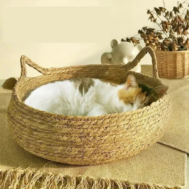 LEWENCN Pure Handwoven Cat Nest Four Seasons Universal Bed