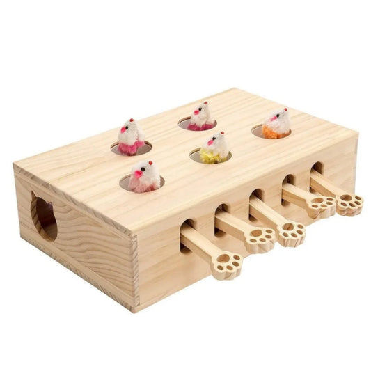 Mewoofun Interactive Cat Toy Whack A Mole Wood Game