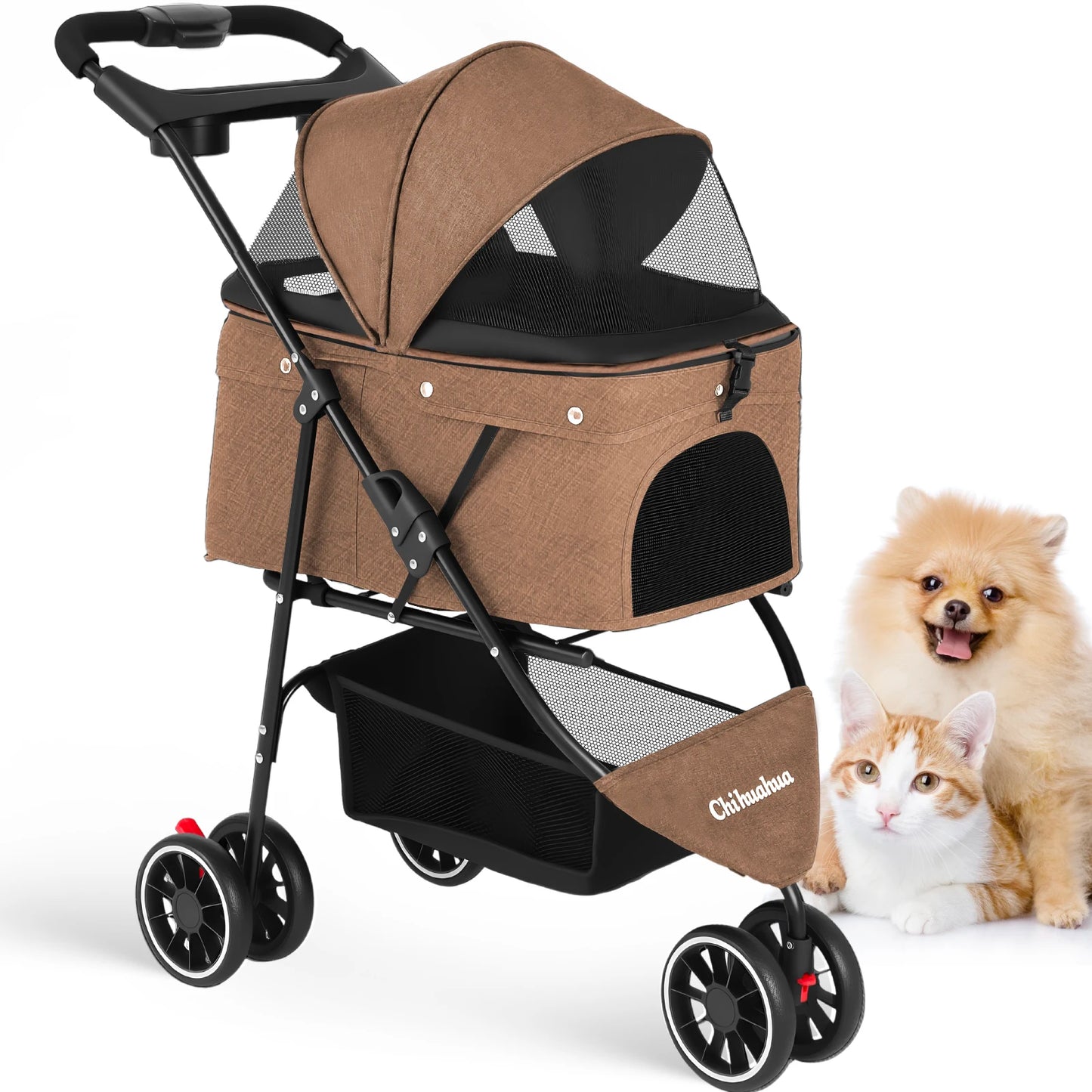 Chihuahua Pet Stroller For Dogs And Cats Foldable Carrier