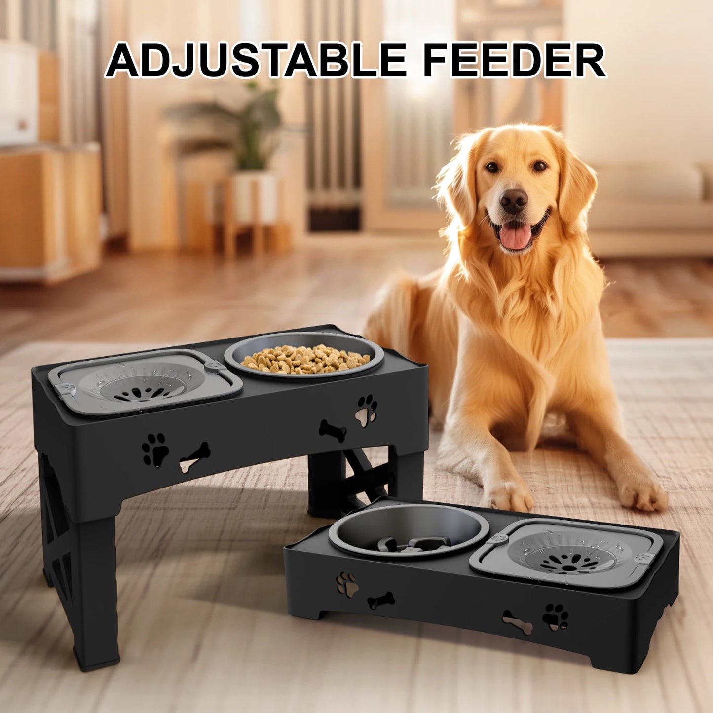 Feature 3 in 1 Pet Feeder Slow Bowls Double Bowls Foldable