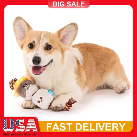 2.5In Tug Smore Dog Rope Toy Squeaker Marshmallow Fun