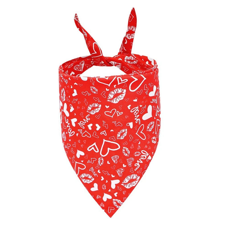 NONECN Valentine Heart Pattern Dog Bandana Washable Nylon Kerchief