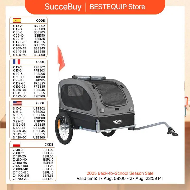 SucceBuy 88 Lbs Dog Bike Trailer Carrier For Medium Dogs