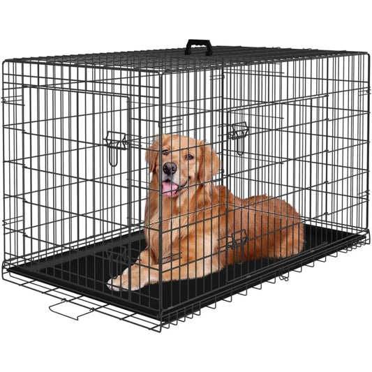 Large Dog Crate Kennel Double-Door Folding Playpen
