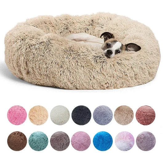 NONECN Round Plush Pet Bed Fleece Dog Cat Cozy Bed