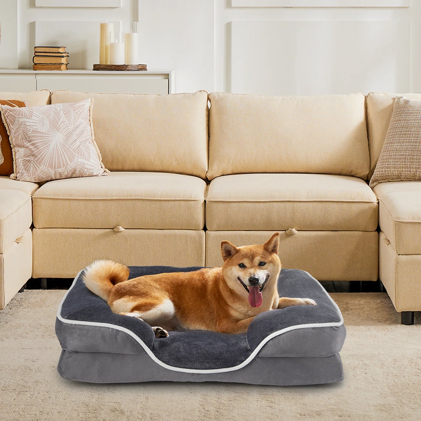 JHK Orthopedic Memory Foam Dog Bed Small Pets With Cover