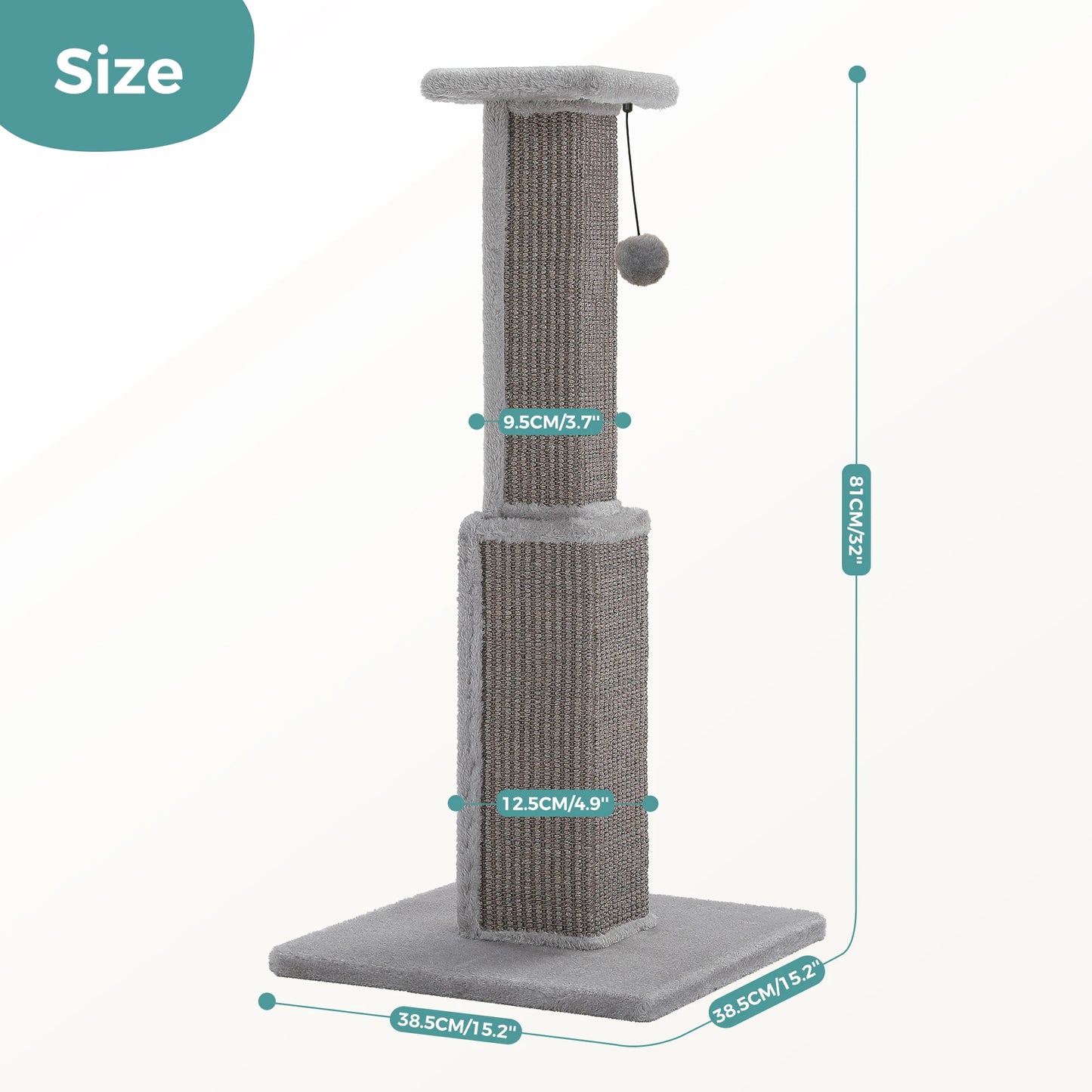 PAWZ Road Cat Scratching Post Indoor Scratcher With Sisal Dangling Ball Toy