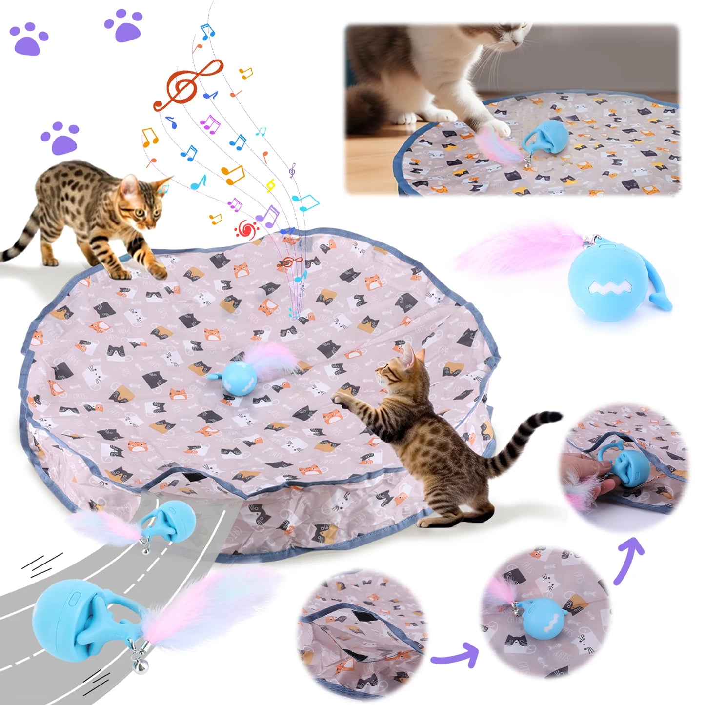 Motion Activated Chirping Cat Toy Ball for Indoor Cats