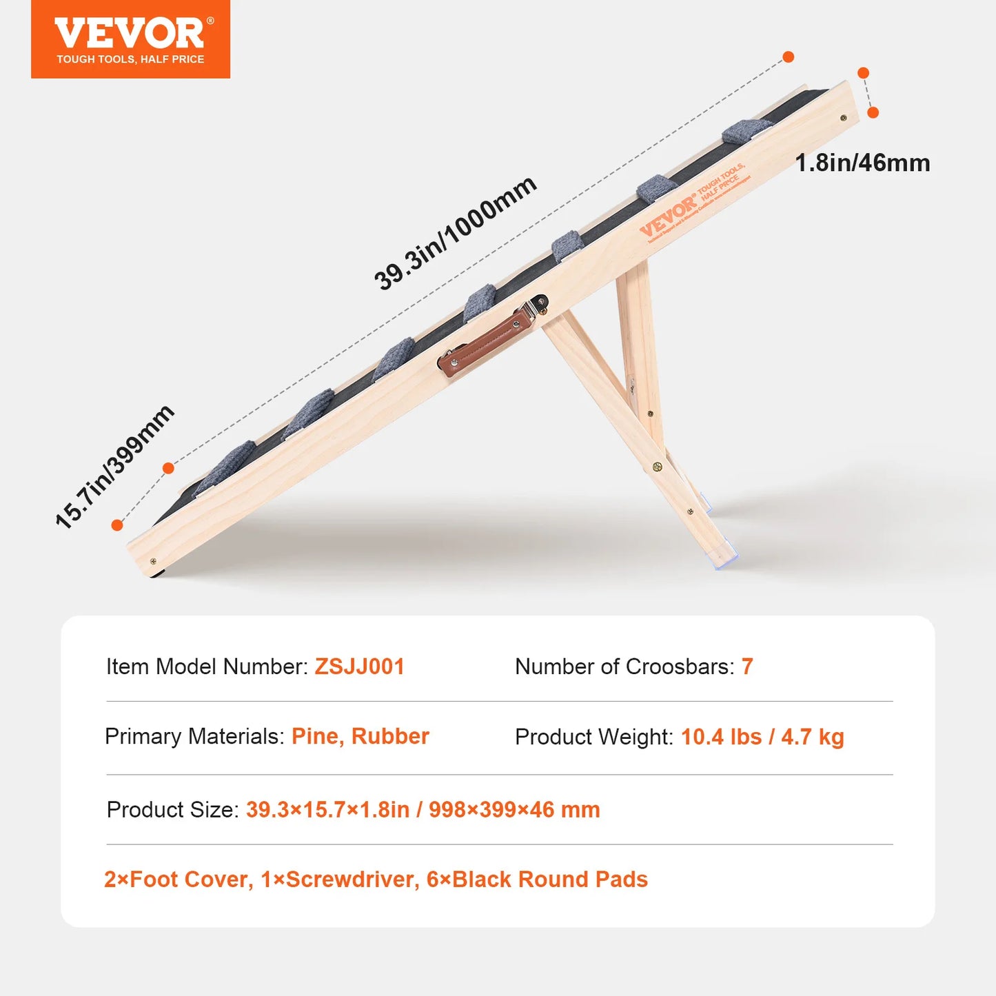 VEVOR Adjustable Folding Dog Ramp for Easy Pet Access