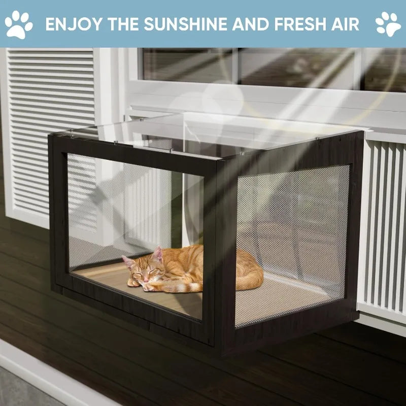 Cat Window Perch Catio With Bugproof Mesh Hung Frames