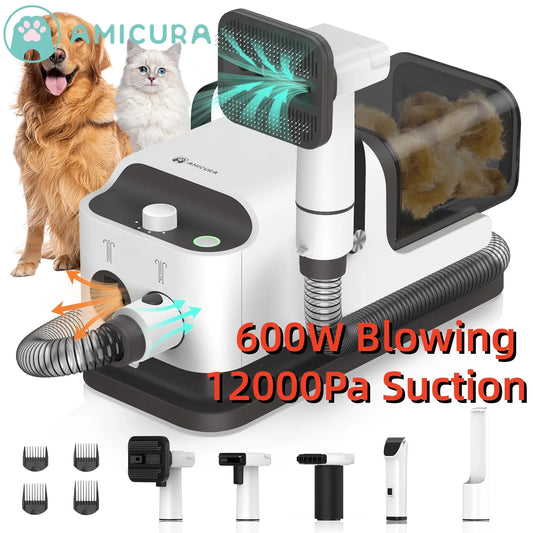 Amicura P1 Vacuum Cleaner And Hair Dryer 15kPa Pet Grooming Set Includes 5 Tools