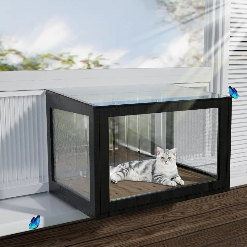 Cat Window Perch Catio With Bugproof Mesh Hung Frames