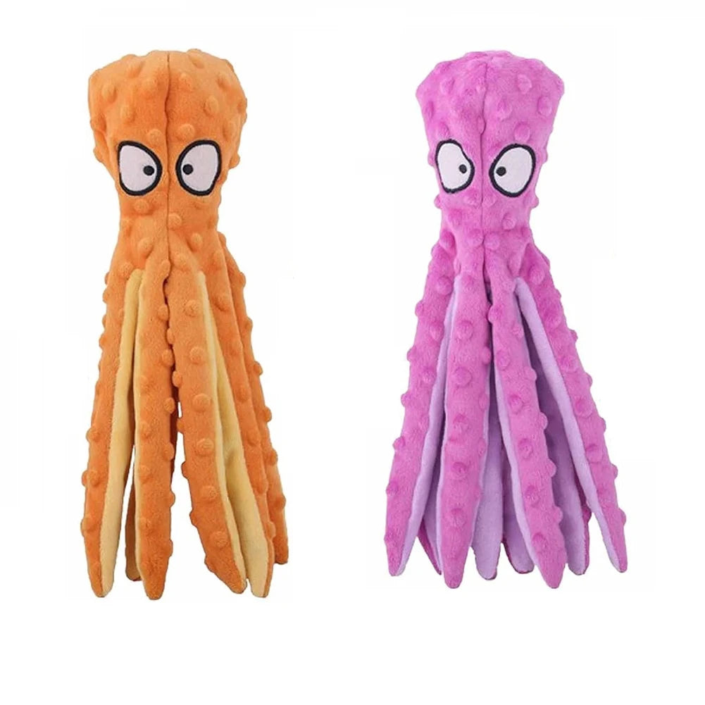APWIKOGER 2Pcs No Stuffing Squeaky Plush Puzzle Octopus Dog Toys