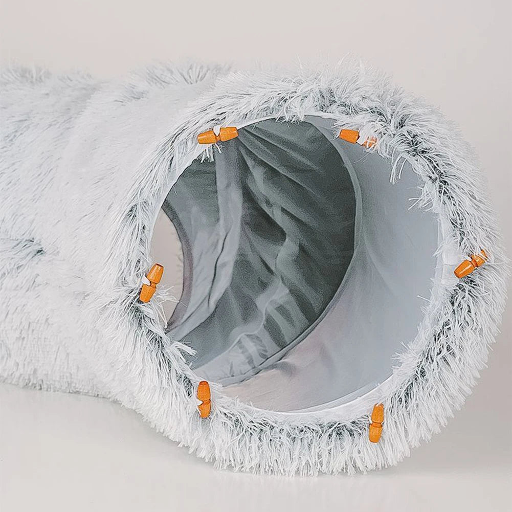 Winter Warm Cat Bed With Foldable Tunnel Cave For Cats