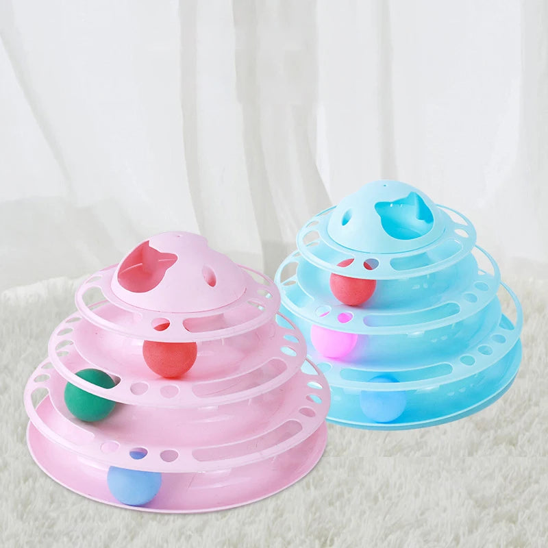 DIAMRICN Interactive Cat Toy Tower With Rotating Balls 3 Levels