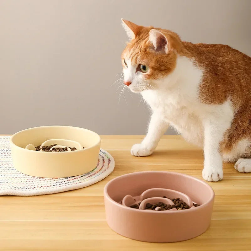 Ceramic Slow Feeder Bowl For Cats And Dogs Universal