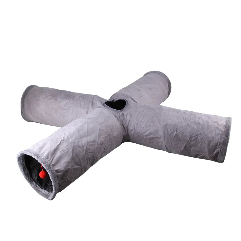 Collapsible Cat Suede Tunnel Multiway Hide Toy for Pets