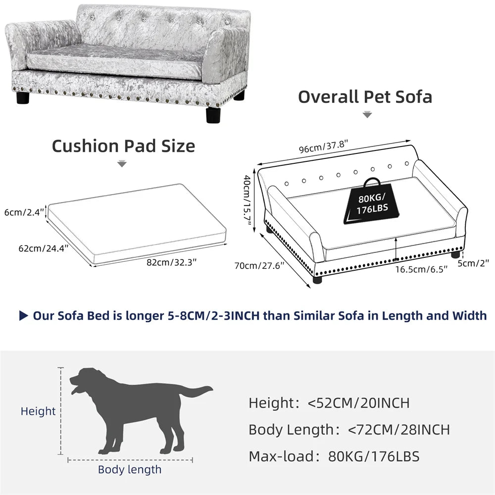 BORWARTC Heavy Duty Pet Sofa Bed Raised Dog And Cat Couch