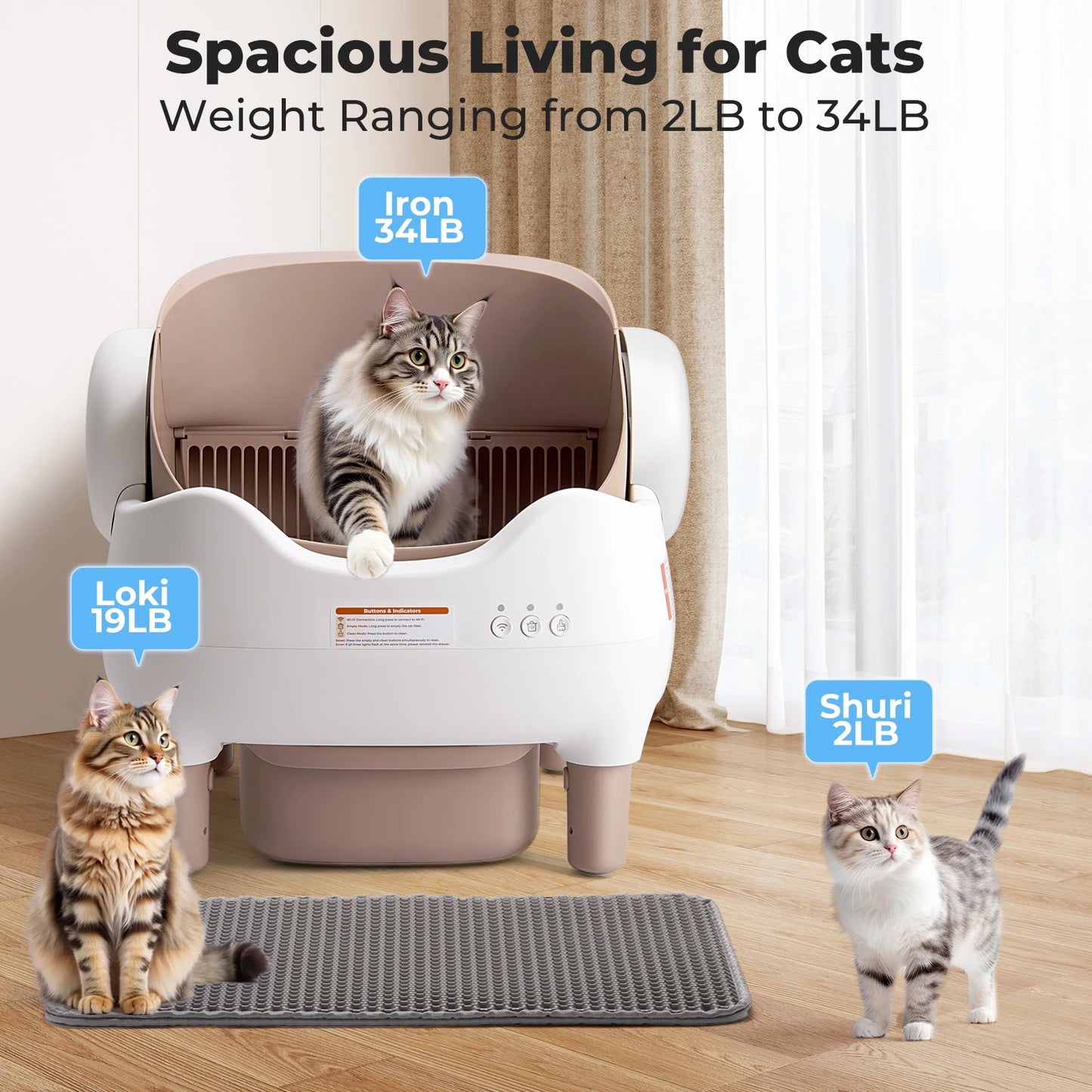 Lunapurr Self Cleaning Litter Box With App Control For Multi-Cat