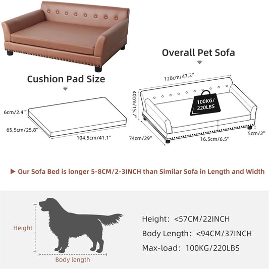 BORWARTC Heavy Duty Pet Sofa Bed Raised Dog And Cat Couch